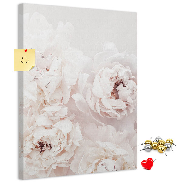 Wall cork memo board Delicate peonies in light shades