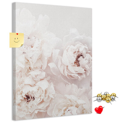 Wall cork memo board Delicate peonies in light shades