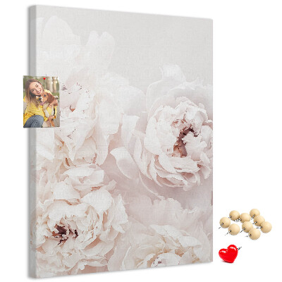 Wall cork memo board Delicate peonies in light shades