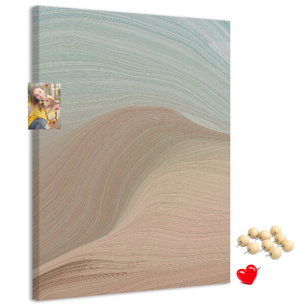 Memo cork board Delicate waves in pastel shades