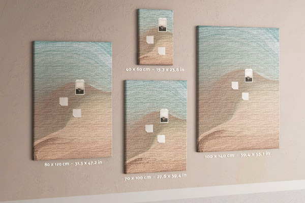 Memo cork board Delicate waves in pastel shades