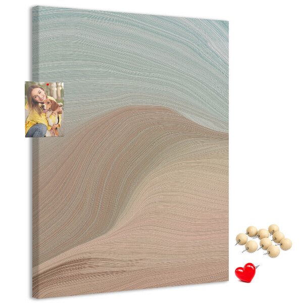 Memo cork board Delicate waves in pastel shades