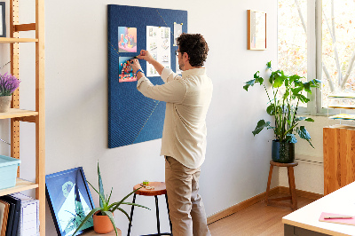 Cork notice board in a modern blue design