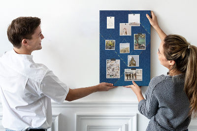 Cork notice board in a modern blue design