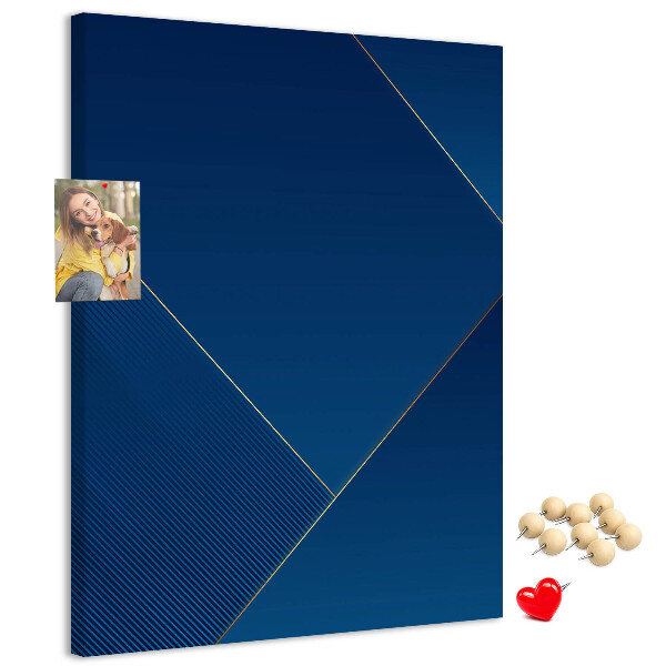 Cork notice board in a modern blue design