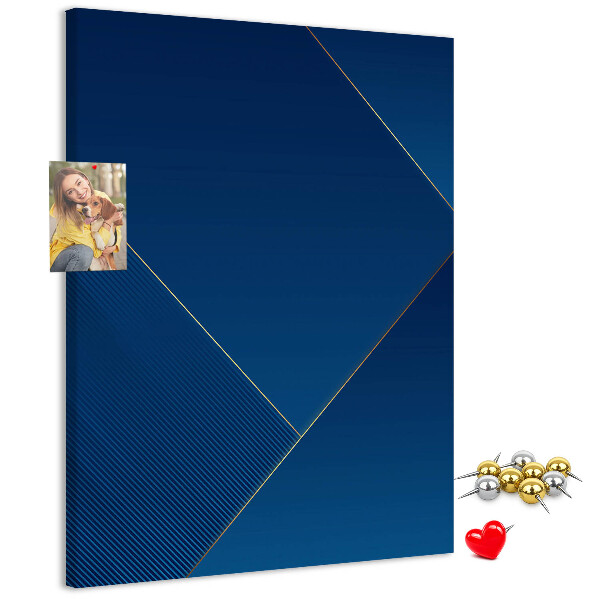 Cork notice board in a modern blue design