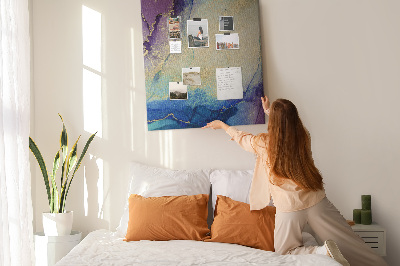 Wall cork memo board Abstract pattern in shades of blue