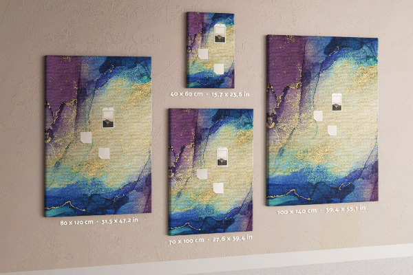 Wall cork memo board Abstract pattern in shades of blue