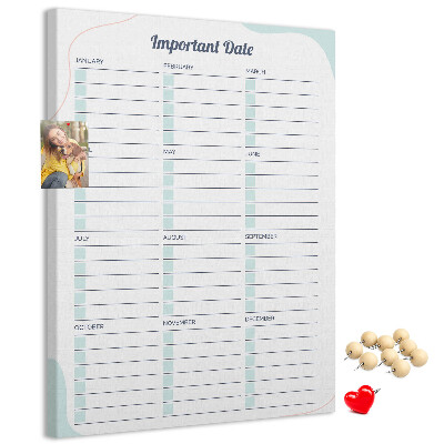 Memo cork board Monthly planner with colorful accents