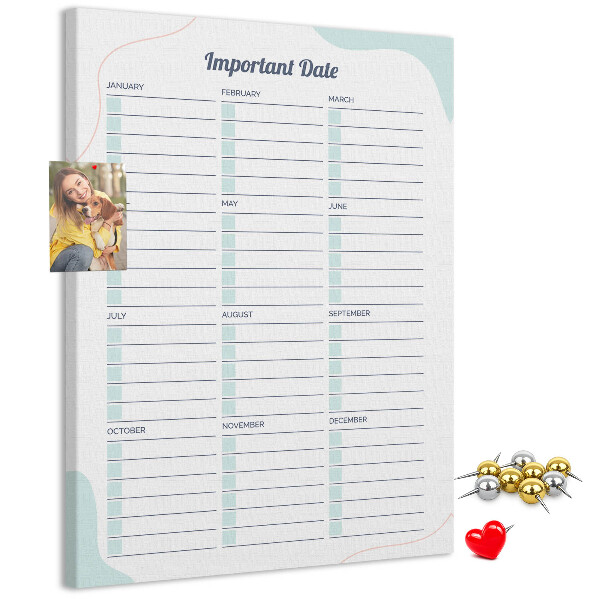 Memo cork board Monthly planner with colorful accents