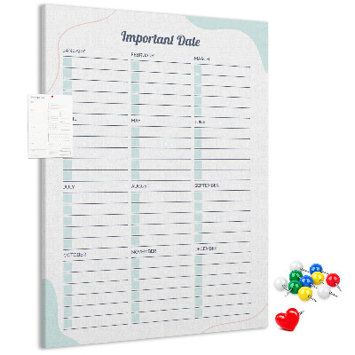 Memo cork board Monthly planner with colorful accents