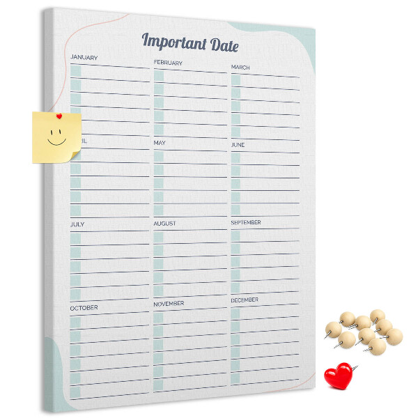 Memo cork board Monthly planner with colorful accents
