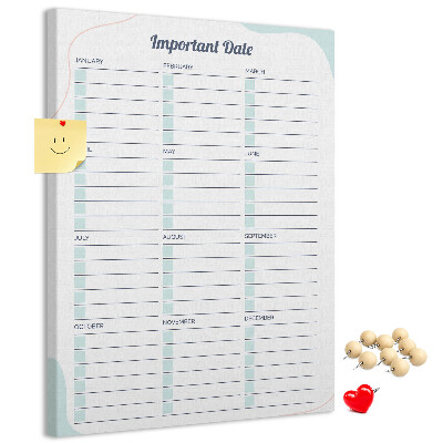 Memo cork board Monthly planner with colorful accents
