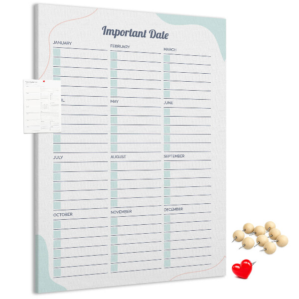 Memo cork board Monthly planner with colorful accents