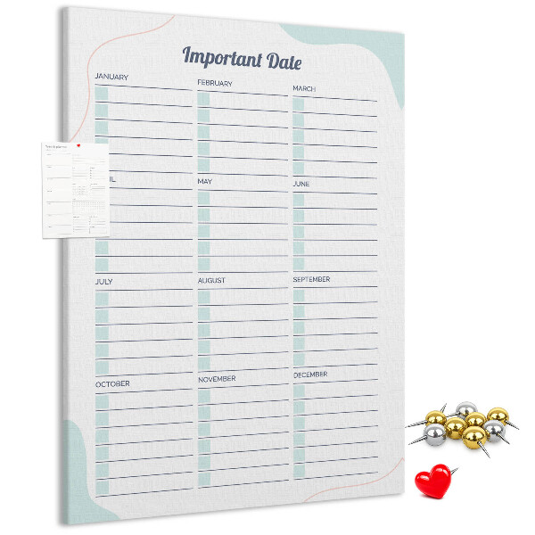 Memo cork board Monthly planner with colorful accents