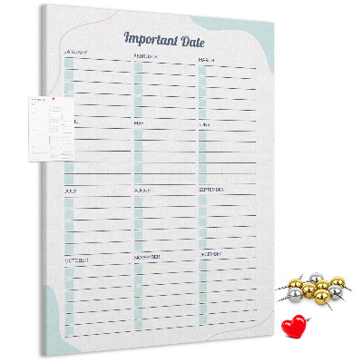 Memo cork board Monthly planner with colorful accents