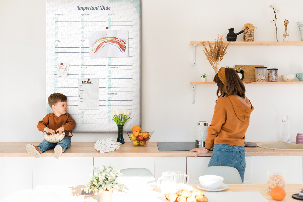Memo cork board Monthly planner with colorful accents