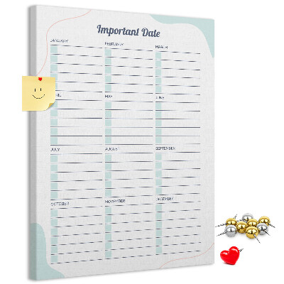 Memo cork board Monthly planner with colorful accents