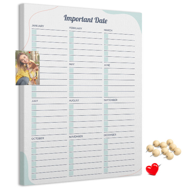 Memo cork board Monthly planner with colorful accents