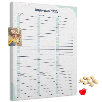 Memo cork board Monthly planner with colorful accents