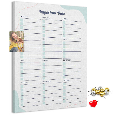 Memo cork board Monthly planner with colorful accents