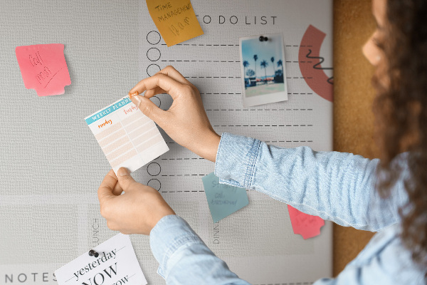 Pin board Colorful planner with abstract shapes