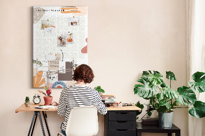 Wall cork memo board Colorful monthly planner with abstract shapes