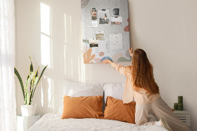 Wall cork memo board Colorful monthly planner with abstract shapes