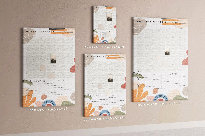 Wall cork memo board Colorful monthly planner with abstract shapes