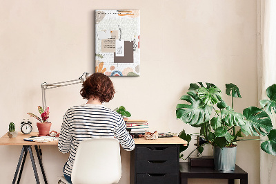 Wall cork memo board Colorful monthly planner with abstract shapes