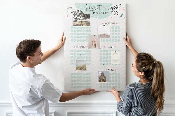 Memo cork board Minimalist Habit Tracking