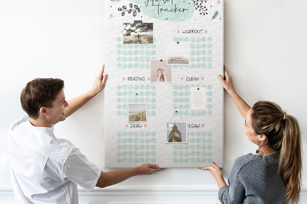Memo cork board Minimalist Habit Tracking