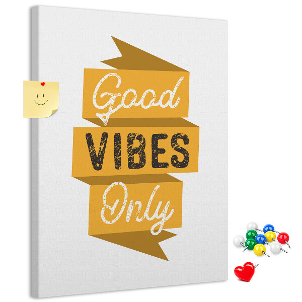 Wall cork memo board Positive vibes in stylish graphics