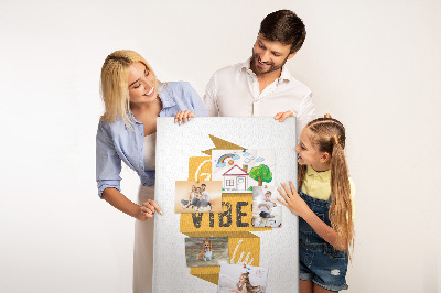Wall cork memo board Positive vibes in stylish graphics