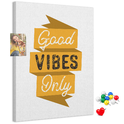 Wall cork memo board Positive vibes in stylish graphics