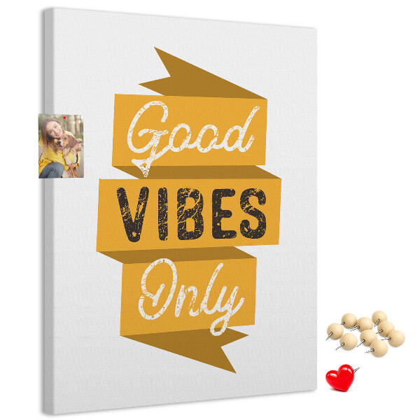 Wall cork memo board Positive vibes in stylish graphics