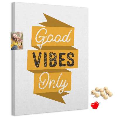 Wall cork memo board Positive vibes in stylish graphics