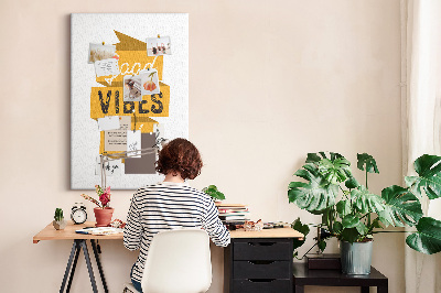Wall cork memo board Positive vibes in stylish graphics