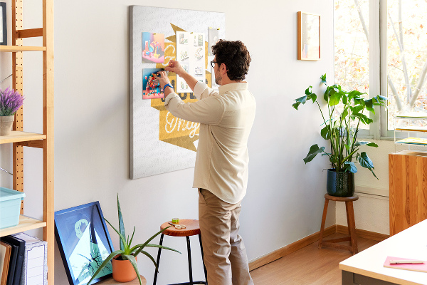 Wall cork memo board Positive vibes in stylish graphics