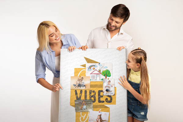 Wall cork memo board Positive vibes in stylish graphics