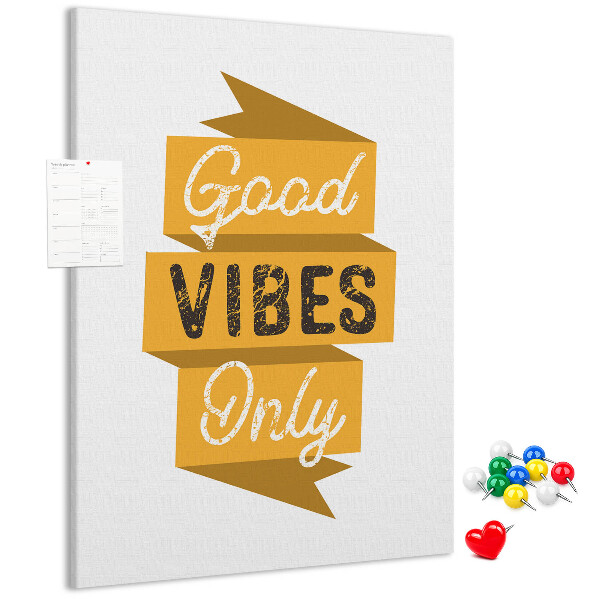 Wall cork memo board Positive vibes in stylish graphics