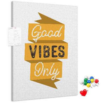 Wall cork memo board Positive vibes in stylish graphics