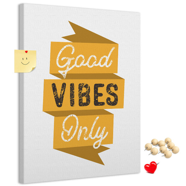 Wall cork memo board Positive vibes in stylish graphics