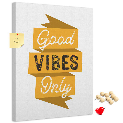Wall cork memo board Positive vibes in stylish graphics