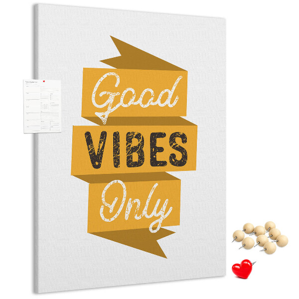 Wall cork memo board Positive vibes in stylish graphics