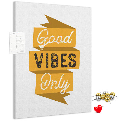 Wall cork memo board Positive vibes in stylish graphics