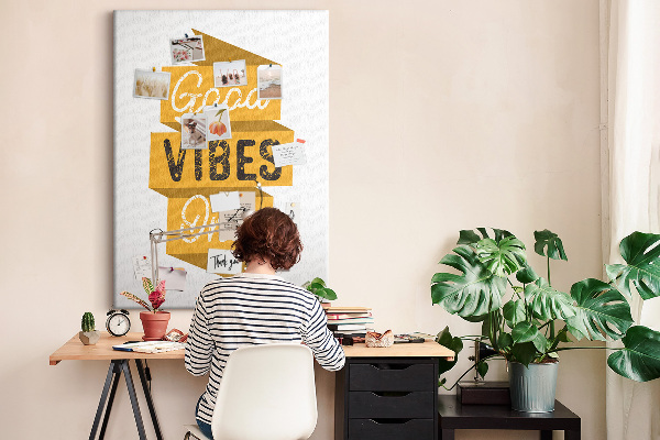 Wall cork memo board Positive vibes in stylish graphics