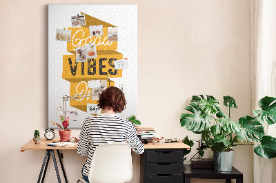 Wall cork memo board Positive vibes in stylish graphics