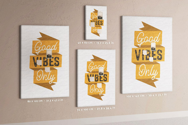 Wall cork memo board Positive vibes in stylish graphics