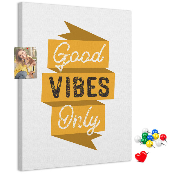 Wall cork memo board Positive vibes in stylish graphics